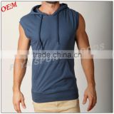 OEM New Design Cotton Plain Men's Premium Basic Lightweight Sleeveless Hoodies Stringer