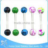 316L Barbell UV Glitter Bioplast Tongue Rings Body Piercing thumbnail-2