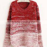 Gradual Blending Loose Round Neck Sweater Hedging Women Pullover thumbnail-3