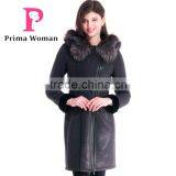 Winter Medium Length Slim Fit Women Coats With Brown Fox Hat Overcoat