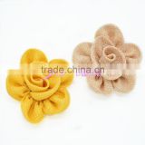 yellow/beige shabby two layer fabric flower wholesale- new developing