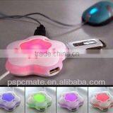 Plum Blossom Flower Shape USB HUB With Flash LED Light