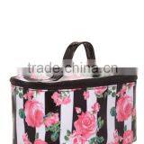 Coated Canvas Floral Striped Cosmetic Case thumbnail-3
