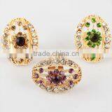 New Custom Cheap Hot Sale Gold Rhinestone Oval Ring thumbnail-1