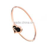 Rose Gold Plated Stainless Steel Love Heart Bangles Cuff Bracelets for Women