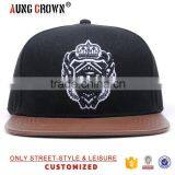 New Leather Hat/cap Leather/6 Panel Leather Brim Snapback Hat thumbnail-2