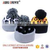 Custom Knitted Cuff Embroidery Beanie Hat/pom Pom Jacquard Knitted Hat thumbnail-4