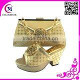 Gold Shoes and Bags to Match With Ladies Shoes and Matching Bags High Qiaulity CSB 566 for Newest Italian Party Shoes and Bags