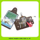 16012 Custom Promotional Gift Set Luxury Real Leather Card Holder Key Chain Pouch thumbnail-4