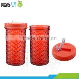 450ml pineapple shape double wall plastic mason jar tumbler with flip lip