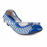 2016 new model ladies soft shoes stripe foldable flats women pump shoes