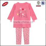 kids fashion child set wear with flower print on chest and allover flower pant