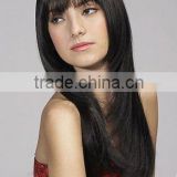 Non remy natural black hair style wigs, synthetic hair daily wear wigs