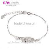 2015 Leaf Chain Bracelets Silver Luxury Austrian Crystal Bracelet For Women Wedding Jewelry thumbnail-1