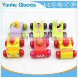 Baby Wooden Sounding Car Toys/ Pull Back Cartoon Mini Wood Car Toys for Kids and Child Gifts thumbnail-1