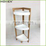 Bamboo & Mdf Triple Tier Bathroom Shelf Corner Rack Homex BSCI/Factory thumbnail-1