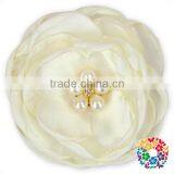 Ivory Pearls Center Satin Ribbon Handmade Flowers thumbnail-1