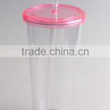Single Wall Clear Transparent 16oz Plastic Tumbler With Straw And Lids thumbnail-4