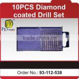 10pcs Diamond Coated Drills Set