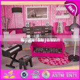 New Style 30 Furniture Pieces Children Pretend Play Wooden Giant Doll House W06A222 thumbnail-2