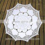 White Battenburg Lace Parasol & Bridal Lace Fan Set For Wedding thumbnail-6
