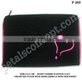 Velvet Zip Pouch With Satin Lining thumbnail-1