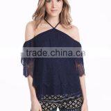 MGOO 2017 Summer Fashion Lace Top Thin T Shirt Trim Off Shoulder Bardot Lace Woven Top thumbnail-2