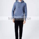 100% Cotton French Terry Men Sweatshirt Pullover Plain Classic Fit Hoodie With Front Pockets Blue thumbnail-4