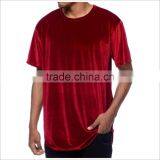 Guangzhou Wholesale Custom Short Sleeve Mens Longline Velvet T Shirt thumbnail-1