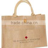 Eco-Friendly Jute Beach Shopping Bag - Features Front Pocket, Buttoned Closure, Cotton Webbed Handles and Comes With Your Logo. thumbnail-1