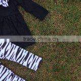 Winter Design Baby Kids Wear Zebra Print Girl Kids Clothing Toddler Girl Clothing Hot Baby Black Top Pant Scarf Girls Set thumbnail-3