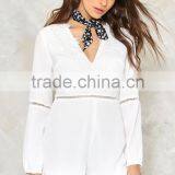 2017 New Long Sleeve Chiffon White Lace Romper for Women thumbnail-2