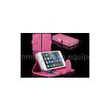 Pink Mobile Phone Shells , IPhone 5S Leather Wallet Cell Phone Case