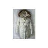 White Duck Feather Womens Long Down Coat With Polyester Shell