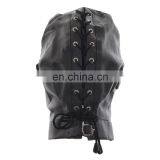 Sex Bondage Hood, Full Head Pigskin Leather Mask With Ball Gag Sexy Adult Novelty Product thumbnail-4