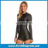 Back Zipper 2/3MM Neoprene CR Rubber Women Long Sleeve Smooth Skin Shorty Diving Suit thumbnail-2