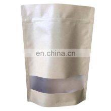 Wholesale Customized Packaging Food Grade Kraft Paper Stand Up Zipper Pouches with Clear Window