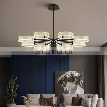 Wholesale Indoor Acrylic Decoration Black Gold Color Living Room LED Contemporary Chandelier Lamp thumbnail-4