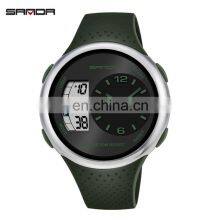 SANDA 763 Men Boys Sport Latest Silicone Strap Quartz Analog Waterproof Cheap Digital Watch