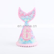 Wholesale Mini Mermaid Birthday Hat Crown Patchwork Party Supplies Kids Adult Cute Colorful Baby Birthday Hat