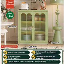 Minimalist Arch Design Metal Credenza SD-O854 With Reeded Glass Door | Steel Office Supplies & Printer Stand Cabinet 350mm Depth for Home Office thumbnail-2