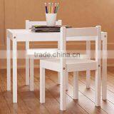 Kids Table and Chairs Set White Wood Children's Set With One Table and 2 Chairs , Great for Playing , Learning , Eating