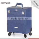 Blue Fashion Design PVC Trolley Makeup Case With Mirror thumbnail-3