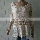 2016 Ladies Tops Hot Cotton Embroidery Lace Fabric Vest for Women Blouse thumbnail-3