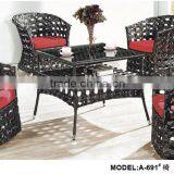 White Wicker Rattan Dining Set Patio Furniture thumbnail-5