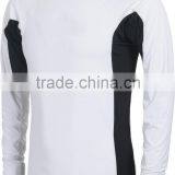 92% Polyester 8% Spandex (Lycra) Crew Neck Long Sleeves White Compression Shirt / Rash Guard With Balck Side Panels