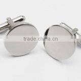 316L Stainless Steel Shiny Plain Silver Round Cufflinks for Men thumbnail-5