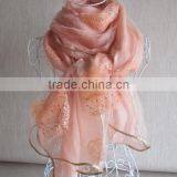 Fashion Double-layer Nest Embroidery & Sequins Organza Silk Scarf thumbnail-2