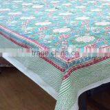 Ffloral Canvas Jade Cotton Hand Block Printed by Roopantaran Tablecloth thumbnail-1