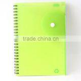 A5 pp Spiral Notebook With Sticky Note Whenzhou Green PP Cover High Quality Made in China Promotion Gift Zhejiang Paper Notebook
